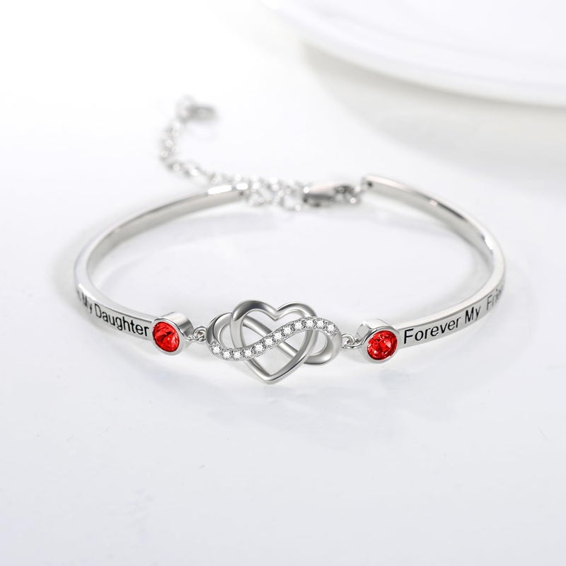 AOBOCO 925 Sterling Silver Adjustable Infinity Heart Bangle Bracelet for Sister Best Friend Daughter Mom Grandma Granddaughter Daughter in Law Godmother Goddaughter Stepmom Stepdaughter - Image 2